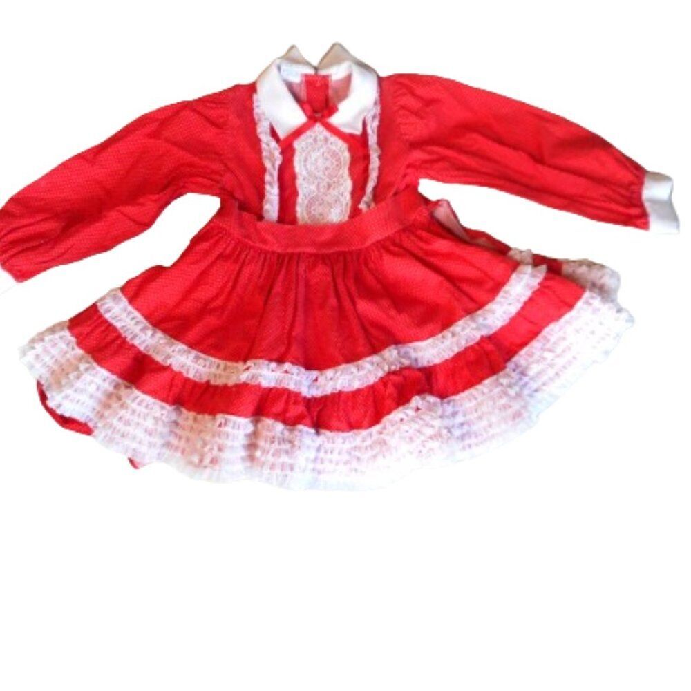 Vintage Lace Ruffled Dress Mini World 4T USA Made